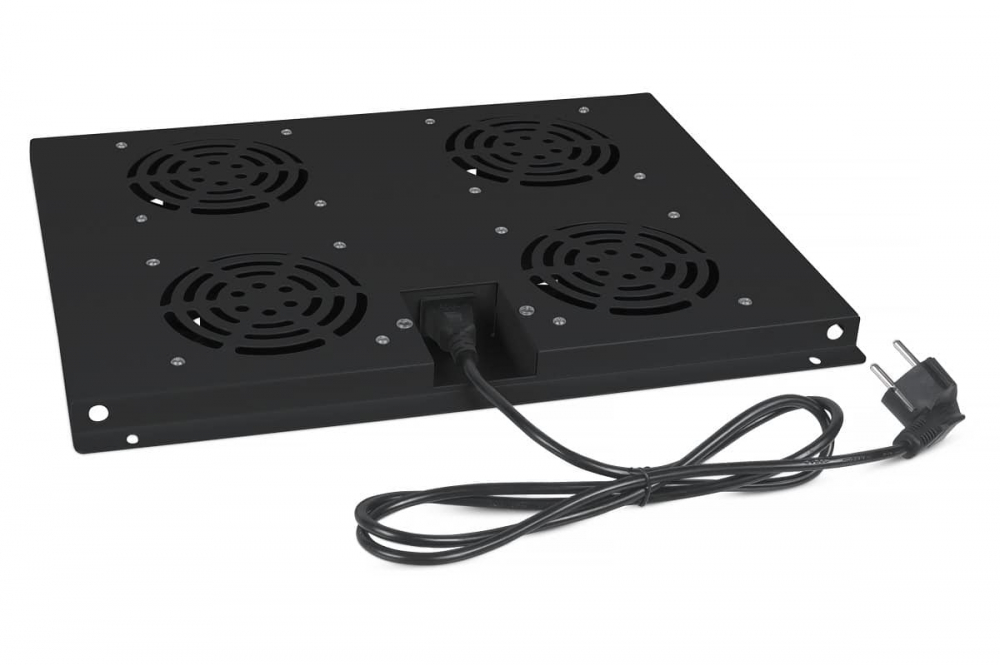 Вентиляторный модуль потолочный для шкафов 1U Cabeus TRAY-60-BK 4 вентилятора черный Вентиляторный модуль потолочный для шкафов 1U Cabeus TRAY-60-BK 4 вентилятора черный