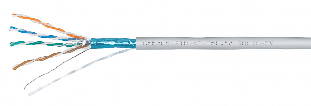 Cabeus FTP-4P-Cat.5e-SOLID-GY-100 4 пары Витая пара кат.5е серая 100м Cabeus FTP-4P-Cat.5e-SOLID-GY-100 4 пары Витая пара кат.5е серая 100м