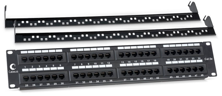 ����-������ 19 ���.5� Cabeus PL-48-Cat.5e-Dual 2U 48 ������