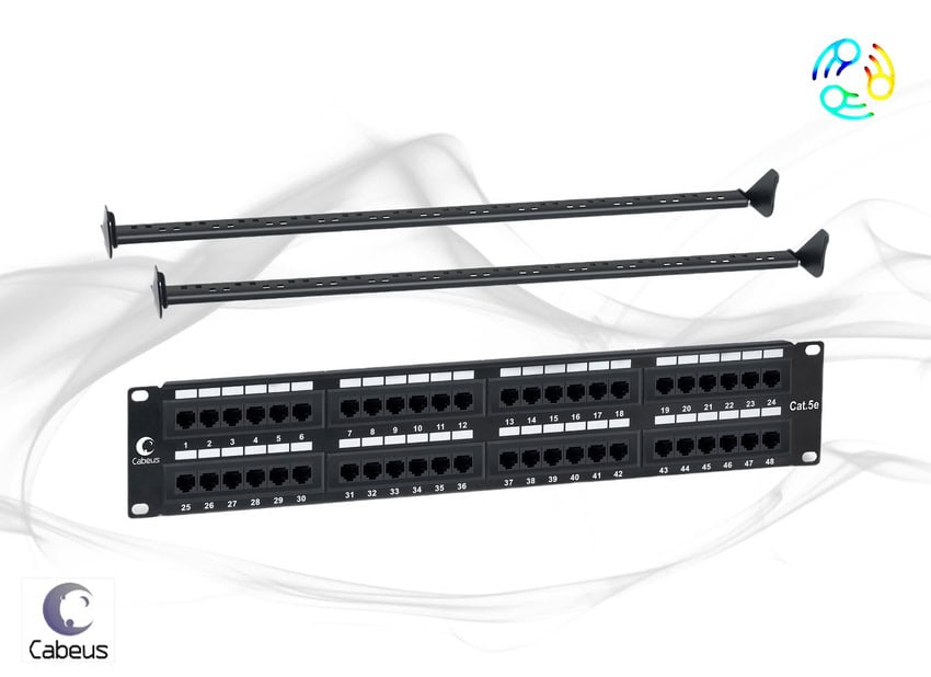 ����-������ 19 ���.5� Cabeus PL-48-Cat.5e-Dual 2U 48 ������